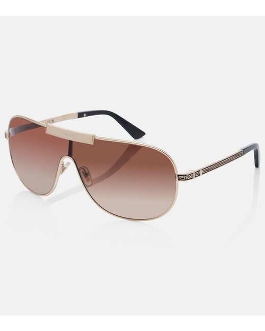 Versace Brown Greca Flow Shield Sunglasses