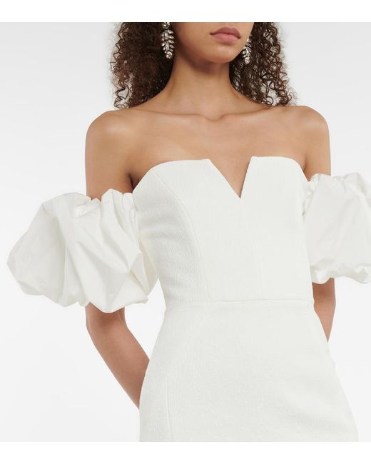 Rebecca Vallance White Bridal Genevieve Off-shoulder Crepe Gown