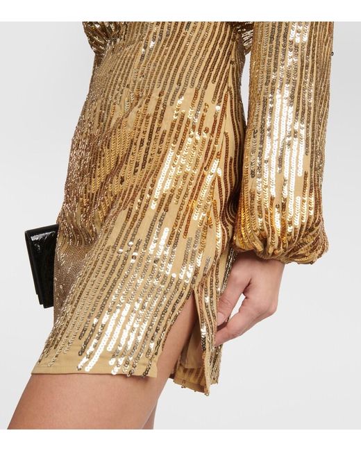 Rixo Metallic Samantha Sequined Minidress