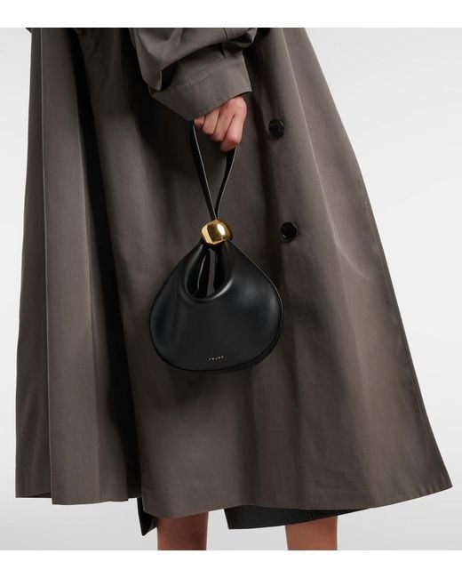 Amanu Black Zambia Small Leather Top-Handle Bag