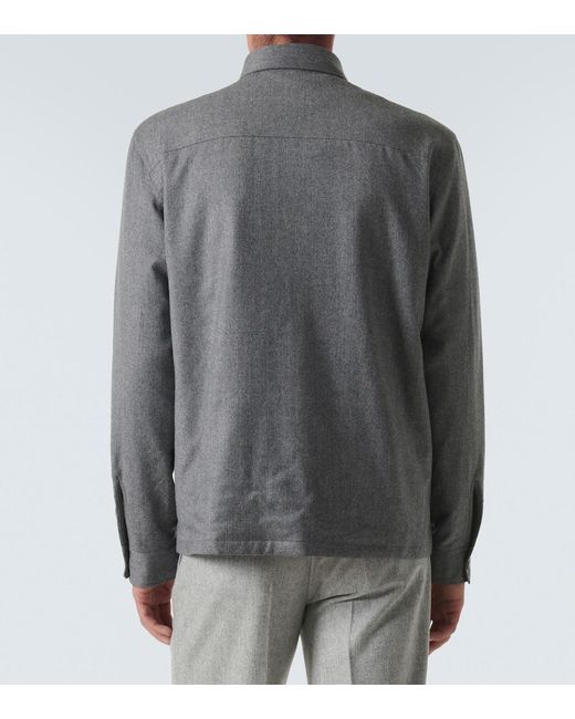 Zegna Gray Padded Wool Melange Overshirt for men