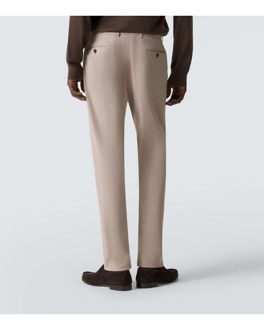 Zegna Natural Cotton-Blend Straight Pants for men