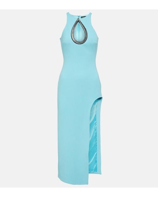 David Koma Blue Embellished Cutout Midi Dress
