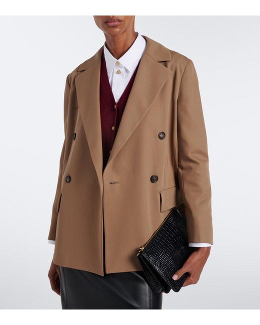 Max Mara Brown Double-Breasted Virgin Wool Blazer