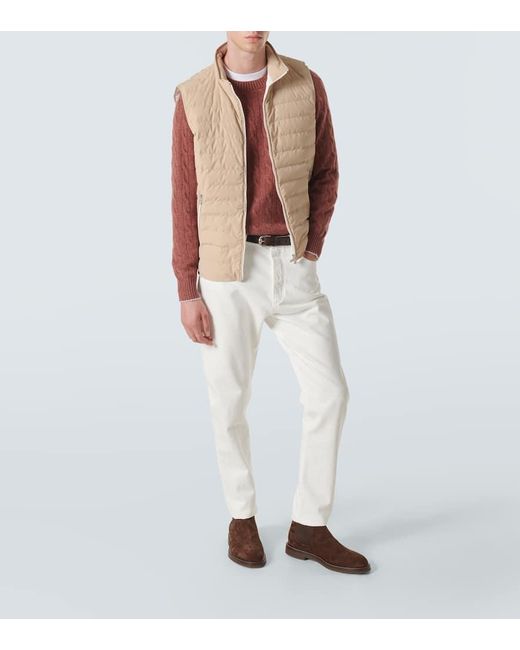 Brunello Cucinelli Red Cable-Knit Cashmere Sweater for men