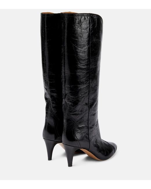 Isabel Marant Black Lestany Leather Knee-High Boots