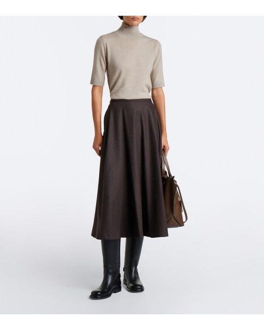 Max Mara Black Wool Midi Skirt