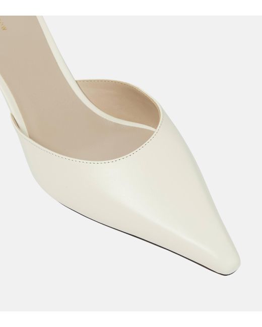 The Row White Cybil Leather Mules