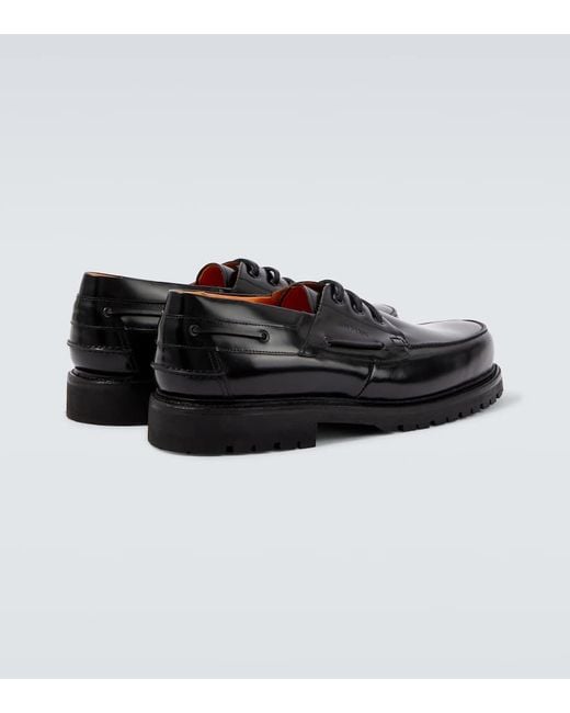 靴 JUNYA WATANABE heinrich dinkelacker Junya Watanabe Men's Black X Heinrich Dinkelacker Leather Boat Shoes