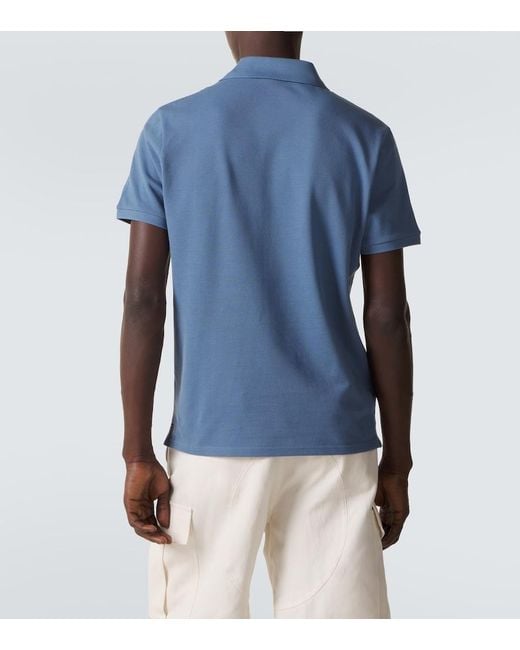 Polo De Pique De Algodon Con Logo Moncler de hombre de color Blue