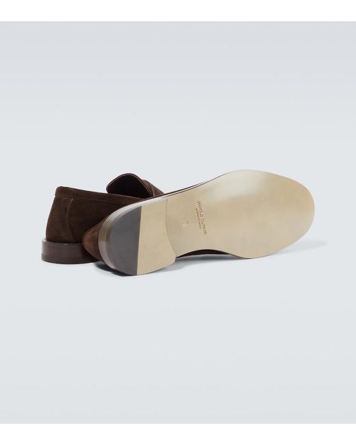 Manolo Blahnik Brown Perry Suede Penny Loafers for men
