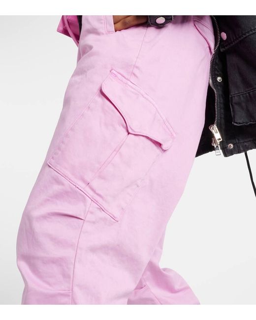 Pantaloni cargo in cotone a vita alta di AG Jeans in Pink