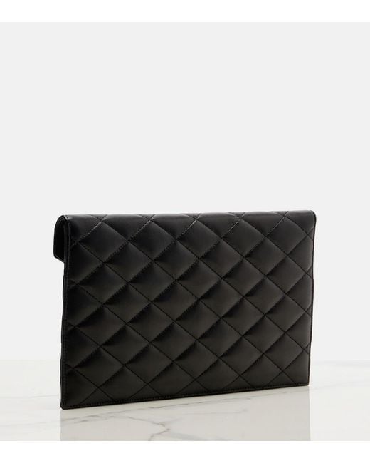 Saint Laurent Black Cassandre Quilted Leather Pouch