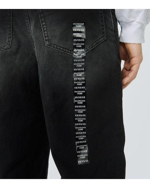 Jeans anchos Size Sticker Balenciaga de hombre de color Black