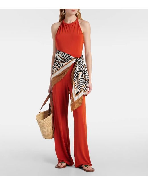 Max Mara Red Parsec Halterneck Jumpsuit