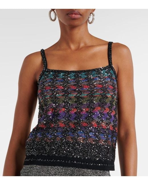 Missoni Black Gestreiftes Oberteil Mit Pailletten