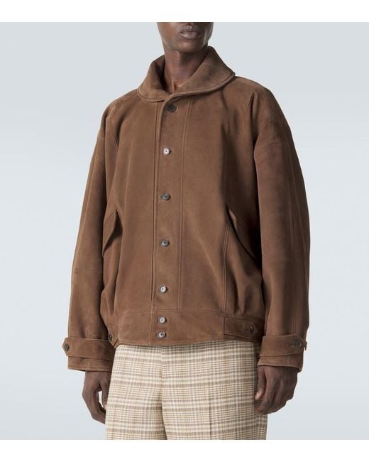 Auralee Brown Suede Blouson Jacket for men