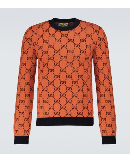 Gucci Pullover GG Multicolor mit Wollanteil in Orange für Herren