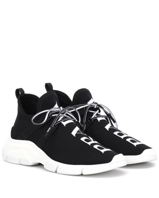 Prada Black Logo Knit Sneakers