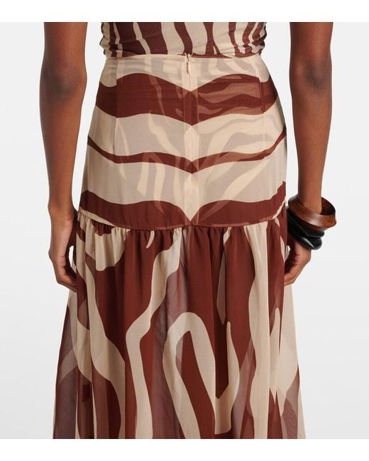 Johanna Ortiz Brown Printed Midi Skirt