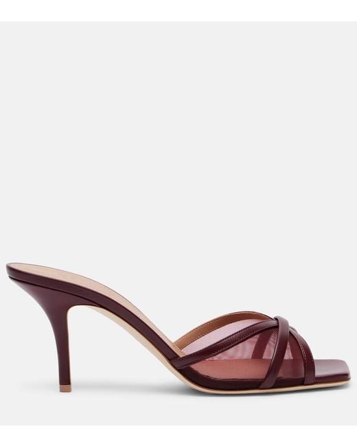 Malone Souliers Pink Perla 70 Leather And Mesh Mules