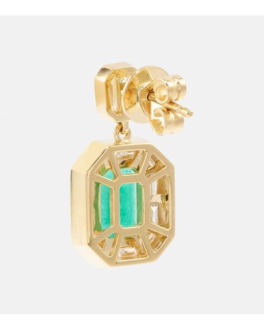 Orecchini Halo in oro 18kt con smeraldi e diamanti di SHAY in Green