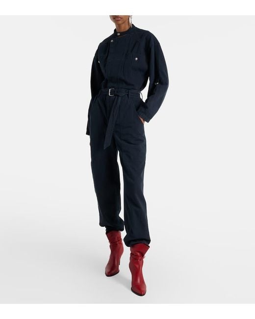 Isabel Marant Blue Nessime Cotton And Linen Jumpsuit