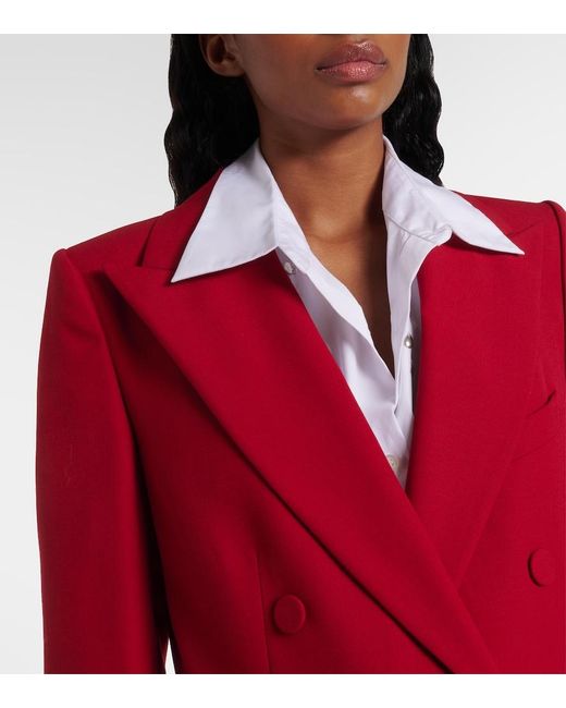 Dries Van Noten Red Double-Breasted Wool Blazer