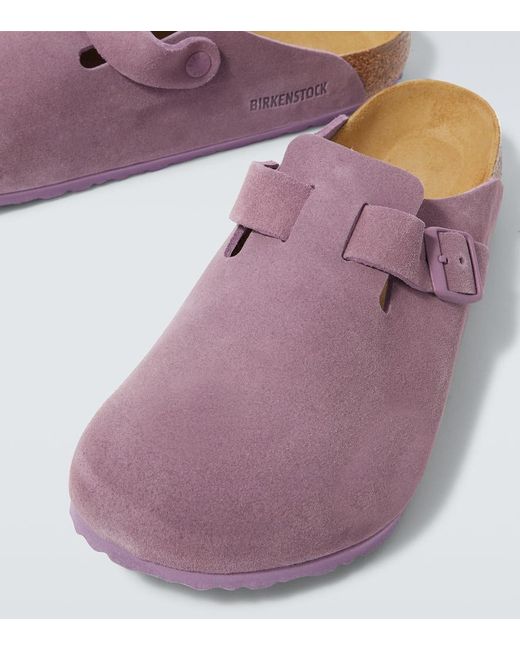 Birkenstock Purple Boston Suede Clogs for men