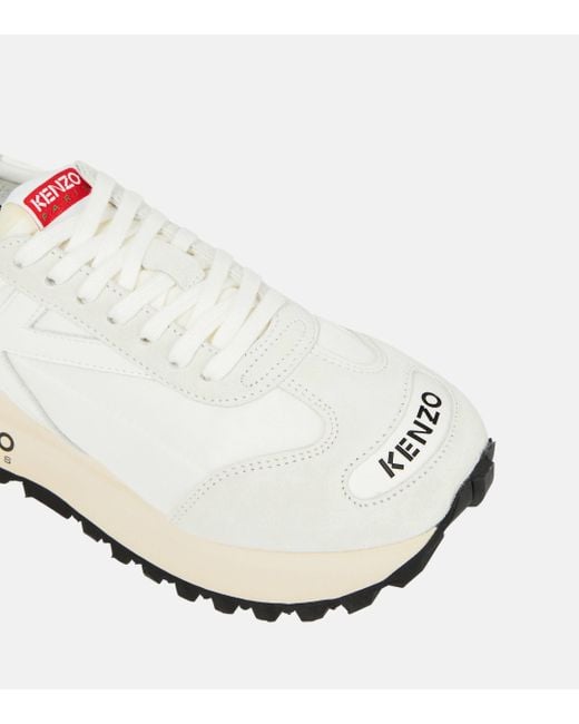 KENZO White Smile Run Suede Sneakers