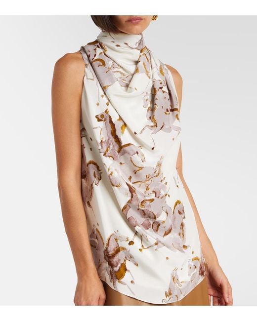 Altuzarra Natural Sleary Draped Silk Top