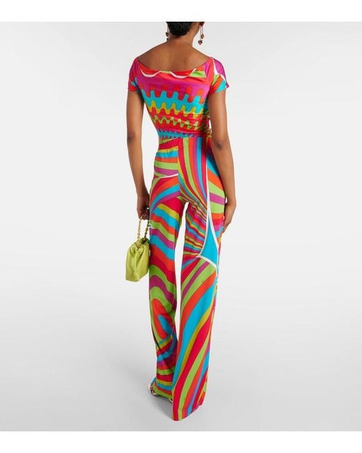 Emilio Pucci Blue Iride Printed Straight Pants