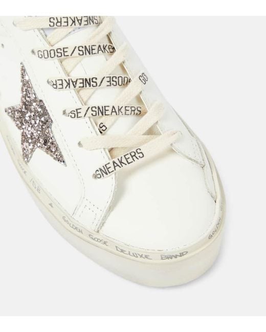 Sneakers Hi Star in pelle con glitter di Golden Goose Deluxe Brand in White