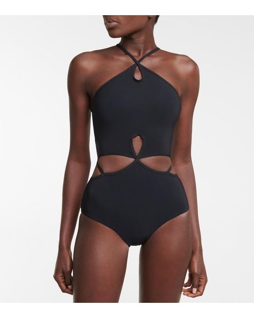 Christopher Esber Black Cutout Halterneck Swimsuit