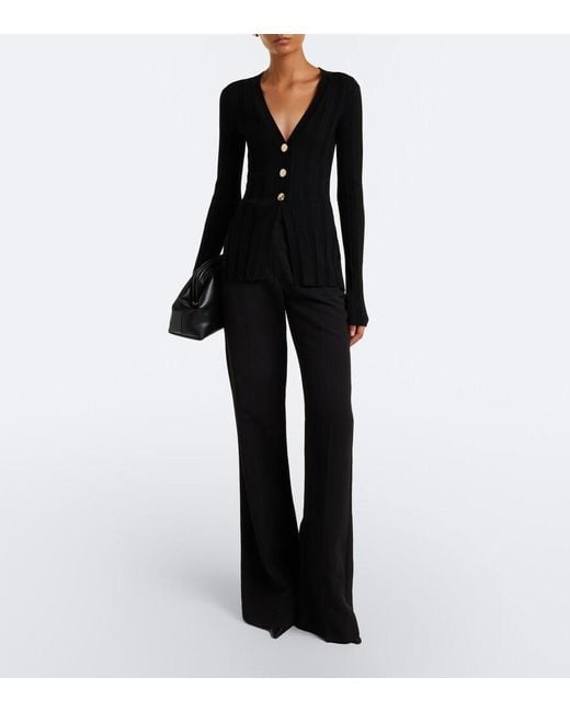 Sportmax Black Ribbed-Knit Cardigan