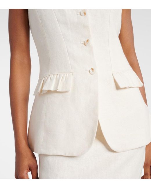 Posse White Matilda Ruffled Linen Vest