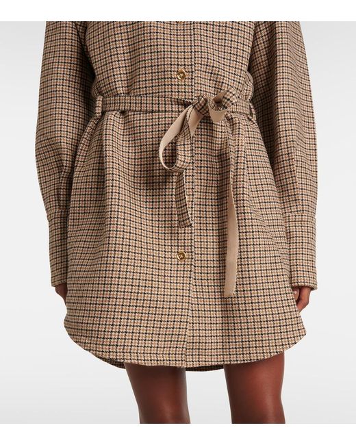 Patou Natural Houndstooth Flannel Shirt Dress