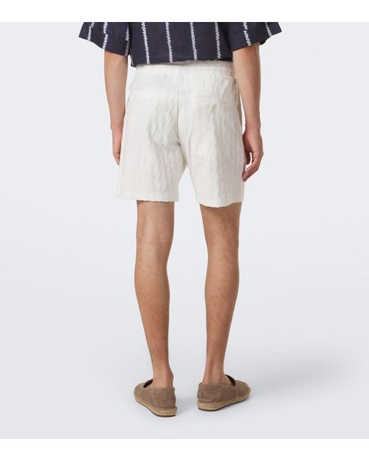 Frescobol Carioca White Terry-Trimmed Cotton Blend Shorts for men