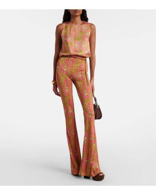 Etro Orange Paisley Flared Pants