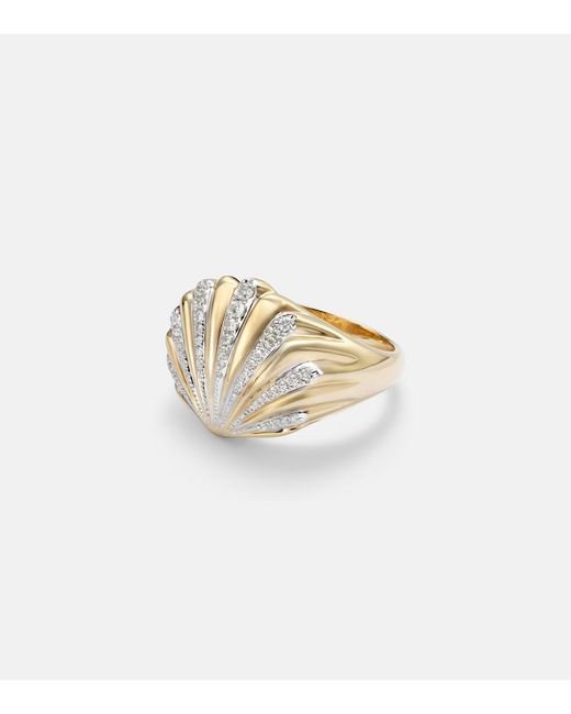 Yvonne Léon White Chevaliere Coquillage 18Kt Ring With Diamonds