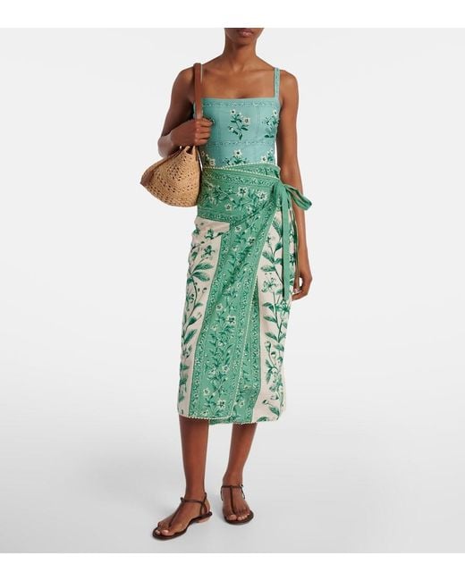Agua Bendita Green Luna Ceiba Cotton Beach Cover-Up