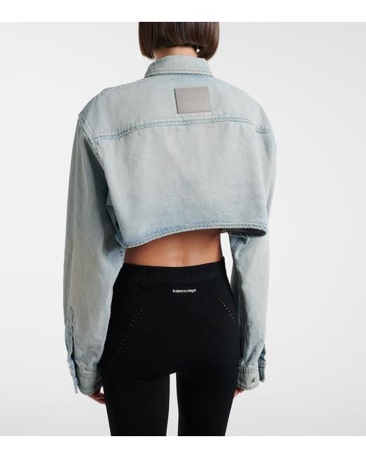 Balenciaga Blue Cropped Denim Shirt