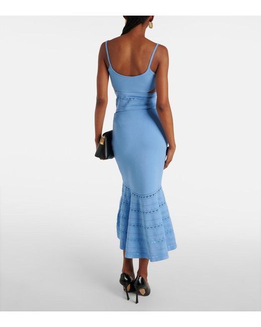 Victoria Beckham Blue Knitted Midi Skirt