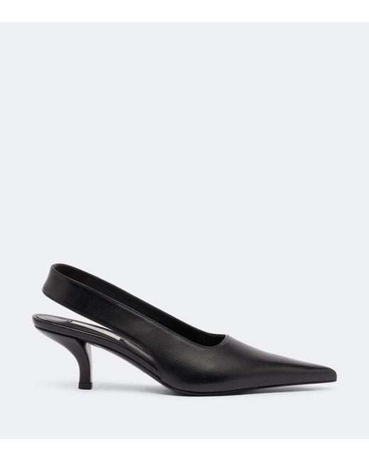 Totême Black Leather Slingback Pumps