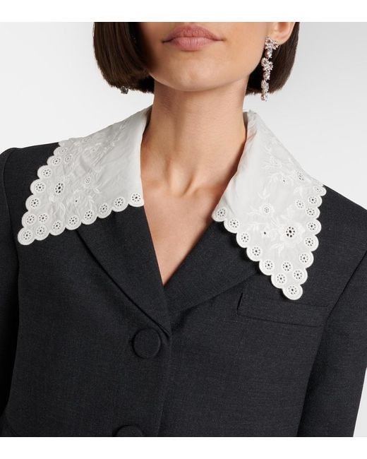 Self-Portrait Black Broderie Anglaise Cropped Jacket