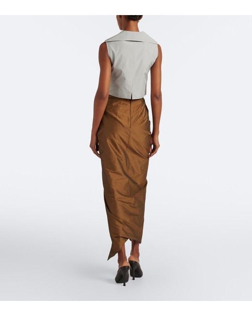 Vivienne Westwood Brown Panther Gathered Cotton-Blend Maxi Skirt