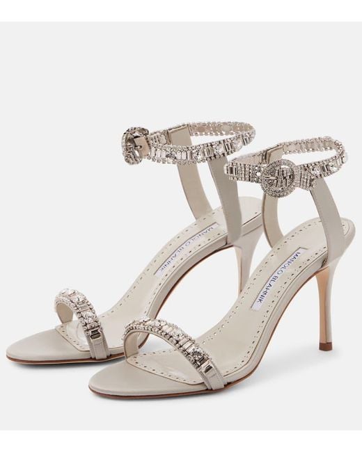 Sandali Gioiello Asa 90 di Manolo Blahnik in Metallic