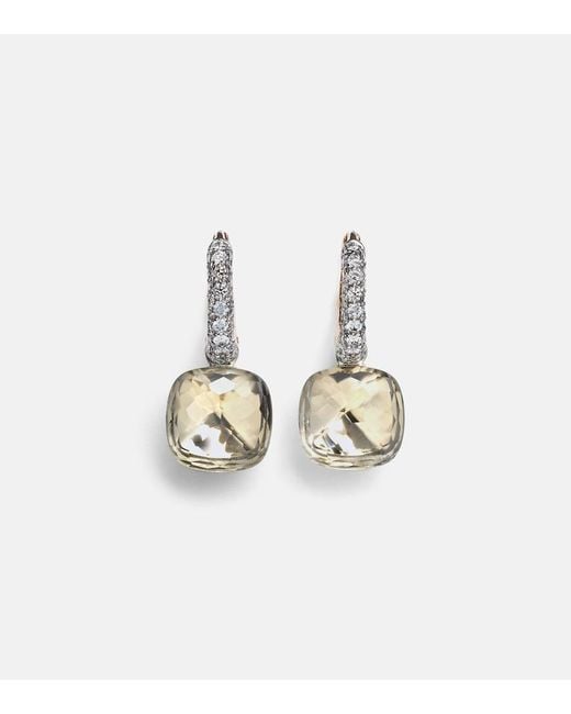 Pomellato White Nudo Classic 18Kt Rose And Earrings With Topaz And Diamonds