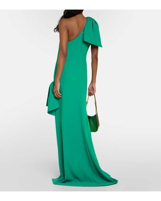 Elie Saab Green Draped One-Shoulder Gown