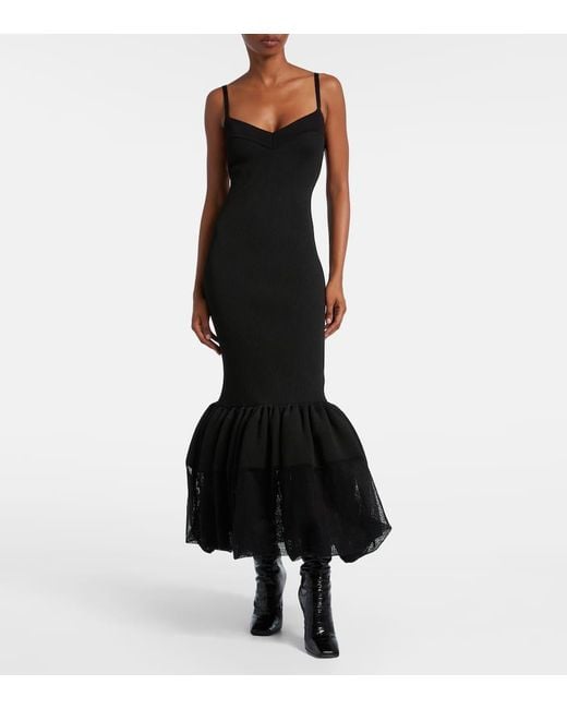 Givenchy Black Maxikleid Aus Rippstrick